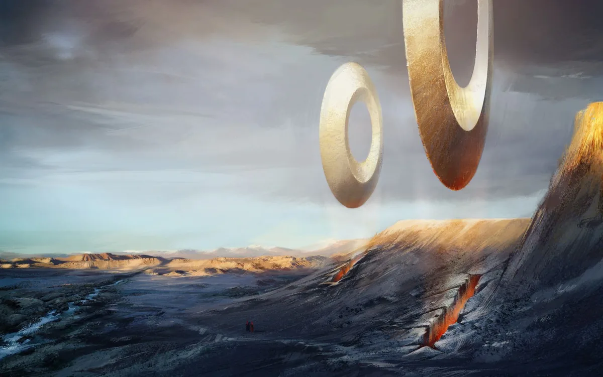 Official Guild Wars 3 artwork showing Orr rings and wilderness